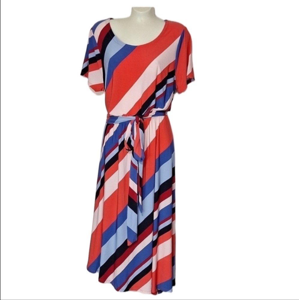 Lane Bryant Vibrant Striped Midi Dresz
